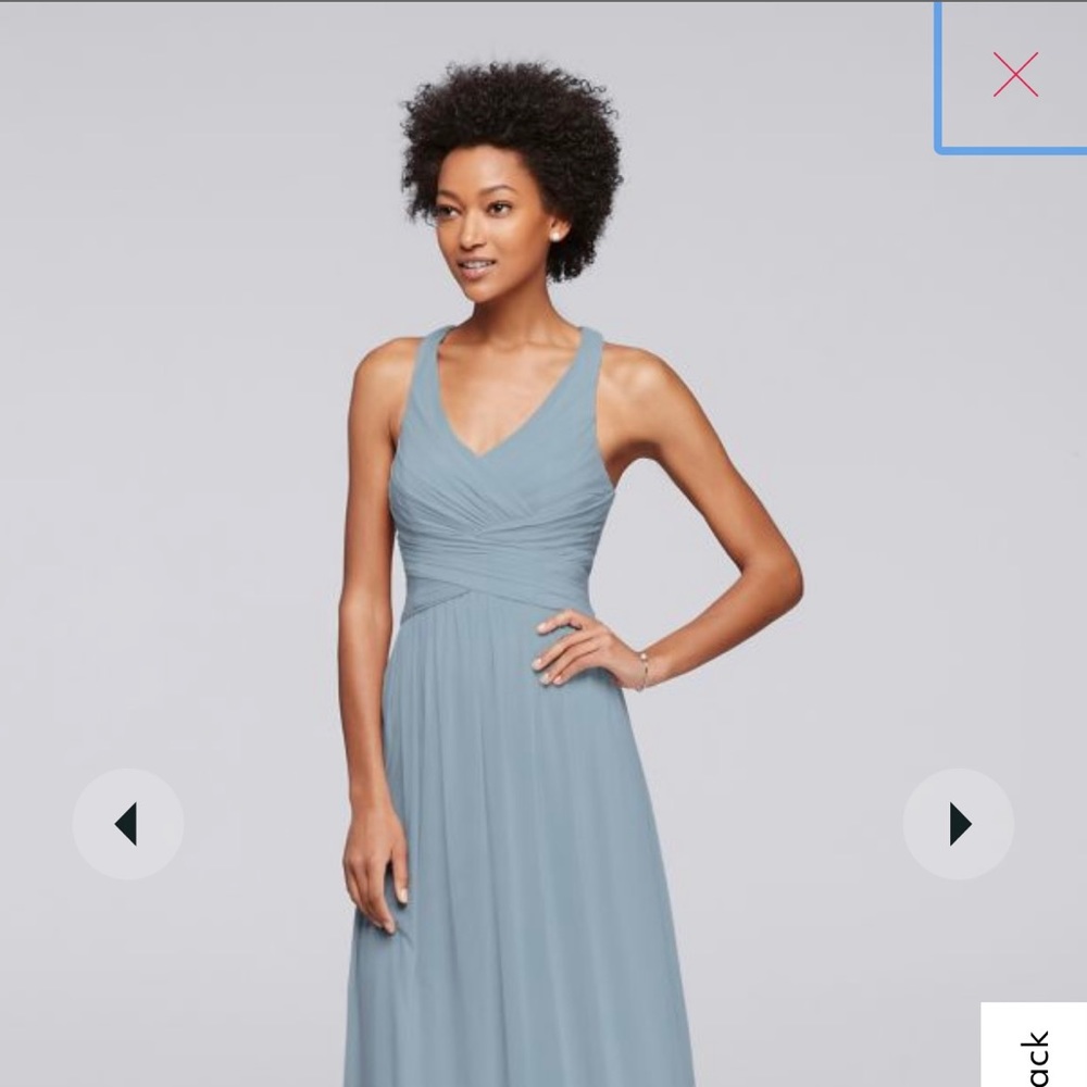 DAVID’S BRIDAL Long Bridesmaid Dress With Crisscross Back Straps